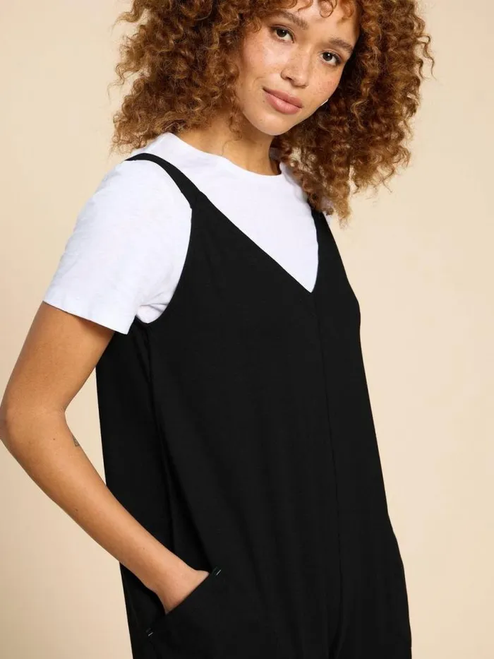 Women Selina Jersey Jumpsuit Pure Black White Stuff Dresses