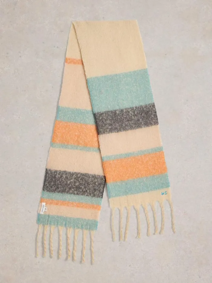 Women Shelly Skinny Scarf Natural Multi White Stuff Scarves