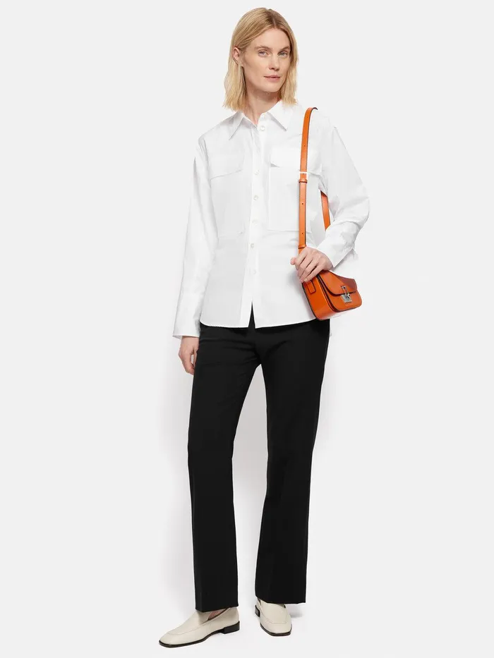 Women Short Fluid Twill Mason Trousers Black Jigsaw Trousers