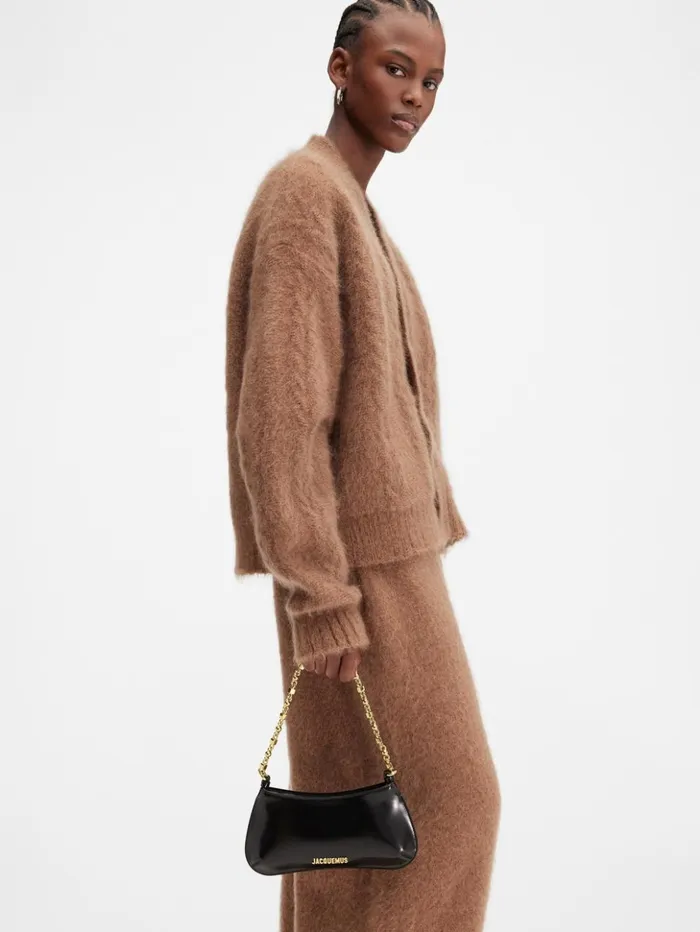 Women Shoulder Bags JACQUEMUS The Small Bisou Chaine Black Women Shoulder Bags JACQUEMUS The Small Bisou Chaine Black