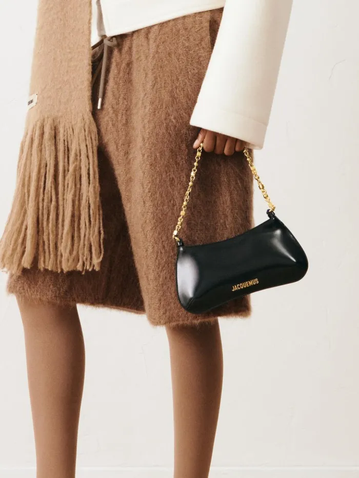 Women Shoulder Bags JACQUEMUS The Small Bisou Chaine Black Women Shoulder Bags JACQUEMUS The Small Bisou Chaine Black