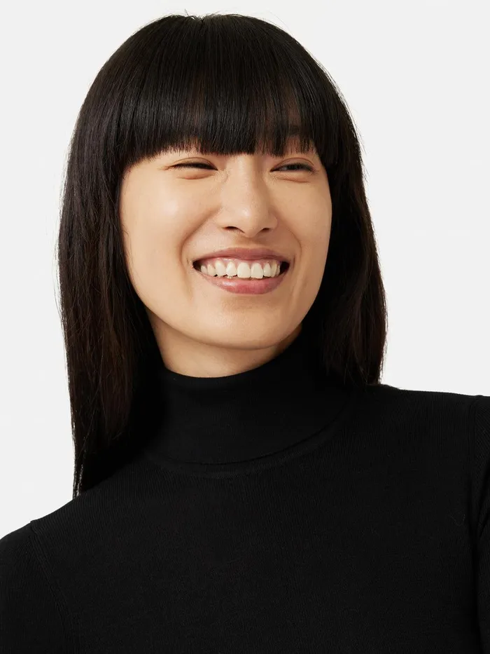 Women Silk Cotton Polo Jumper Black Jigsaw Knitwear and Cashmere