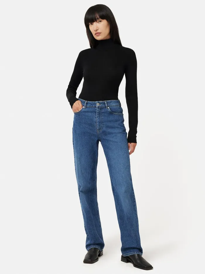 Women Silk Cotton Polo Jumper Black Jigsaw Knitwear and Cashmere