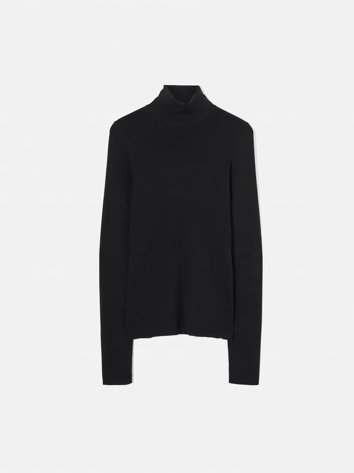 Women Silk Cotton Polo Jumper Black Jigsaw Knitwear and Cashmere