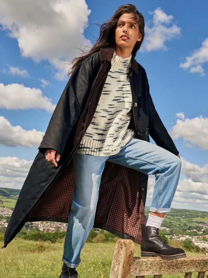 Women Sloe Cotton Coat Pure Black White Stuff Coats and Jackets