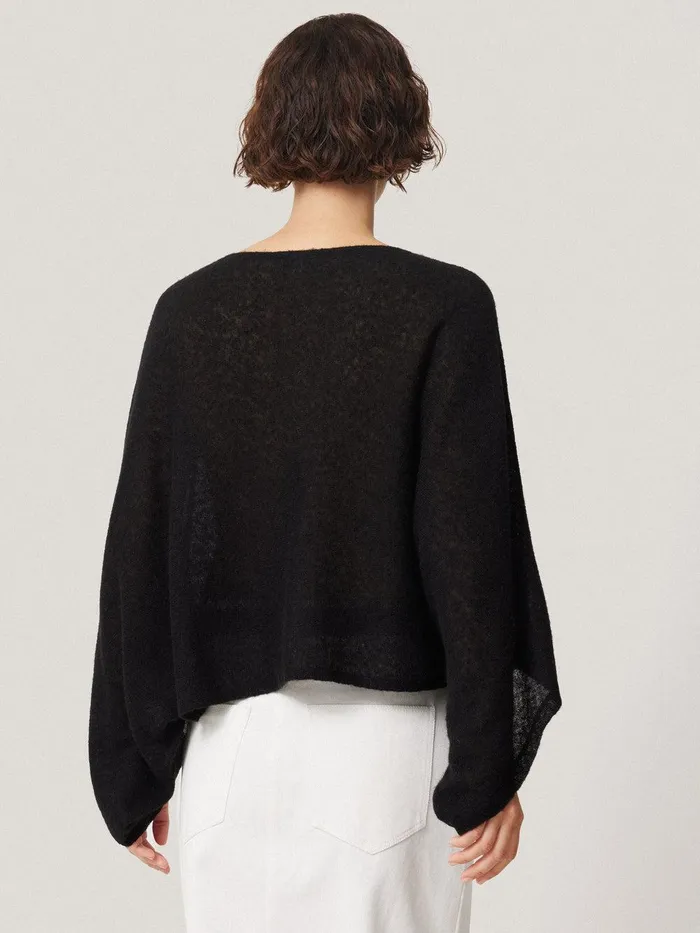 Women Soft Gauzy Knit Poncho Jumper Black Jigsaw Coords