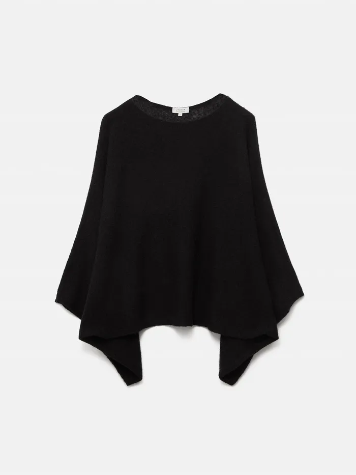 Women Soft Gauzy Knit Poncho Jumper Black Jigsaw Coords