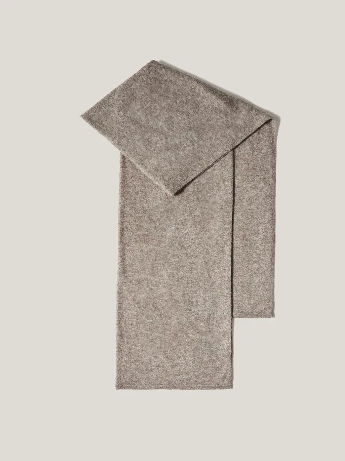 Women Soft Gauzy Knit Scarf Taupe Jigsaw Knitwear and Cashmere
