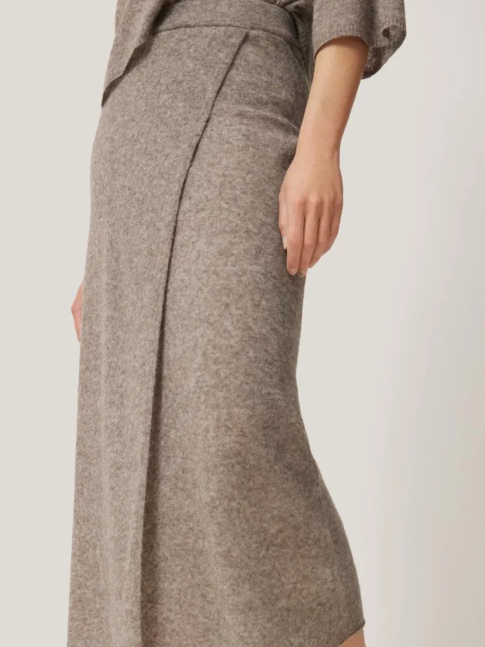 Women Soft Gauzy Knit Skirt Taupe Jigsaw Skirts