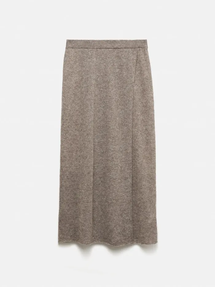 Women Soft Gauzy Knit Skirt Taupe Jigsaw Skirts