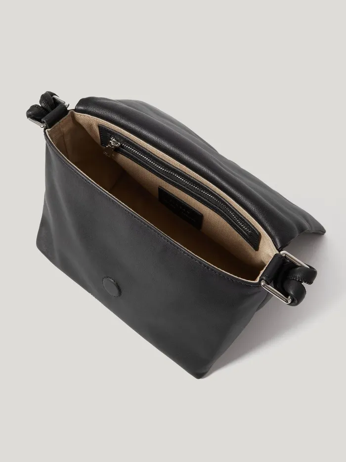 Women Soft Padded Crossbody Black Jigsaw Leather