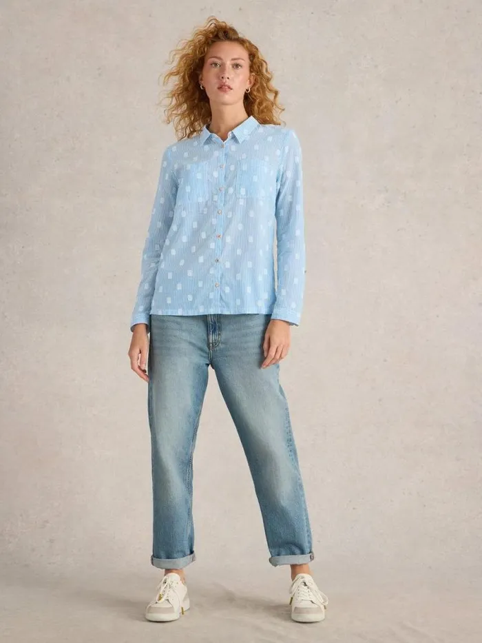Women Sophie Organic Cotton Long Sleeve Shirt Blue Multi White Stuff Shirts and Blouses