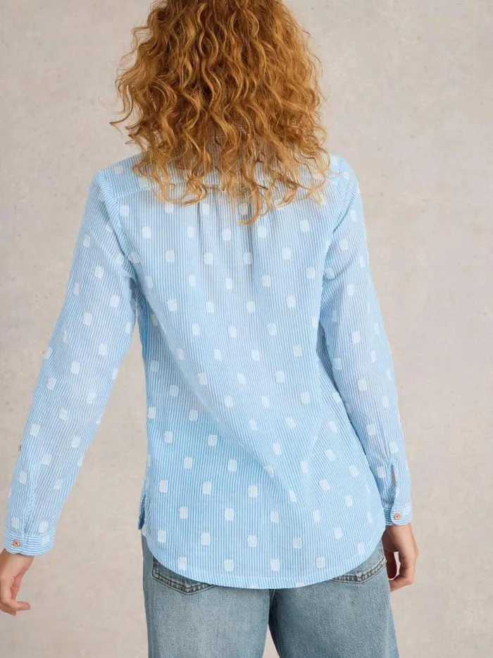 Women Sophie Organic Cotton Long Sleeve Shirt Blue Multi White Stuff Shirts and Blouses