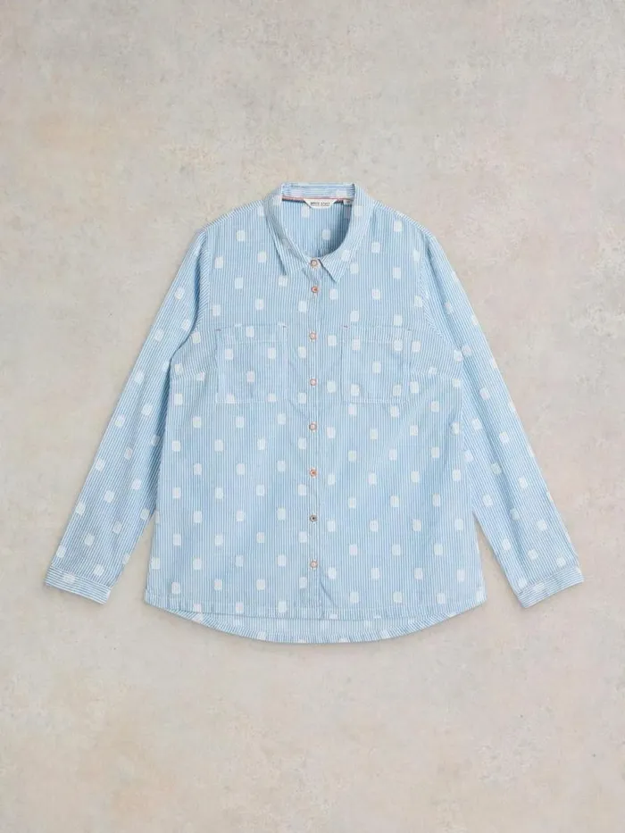 Women Sophie Organic Cotton Long Sleeve Shirt Blue Multi White Stuff Shirts and Blouses