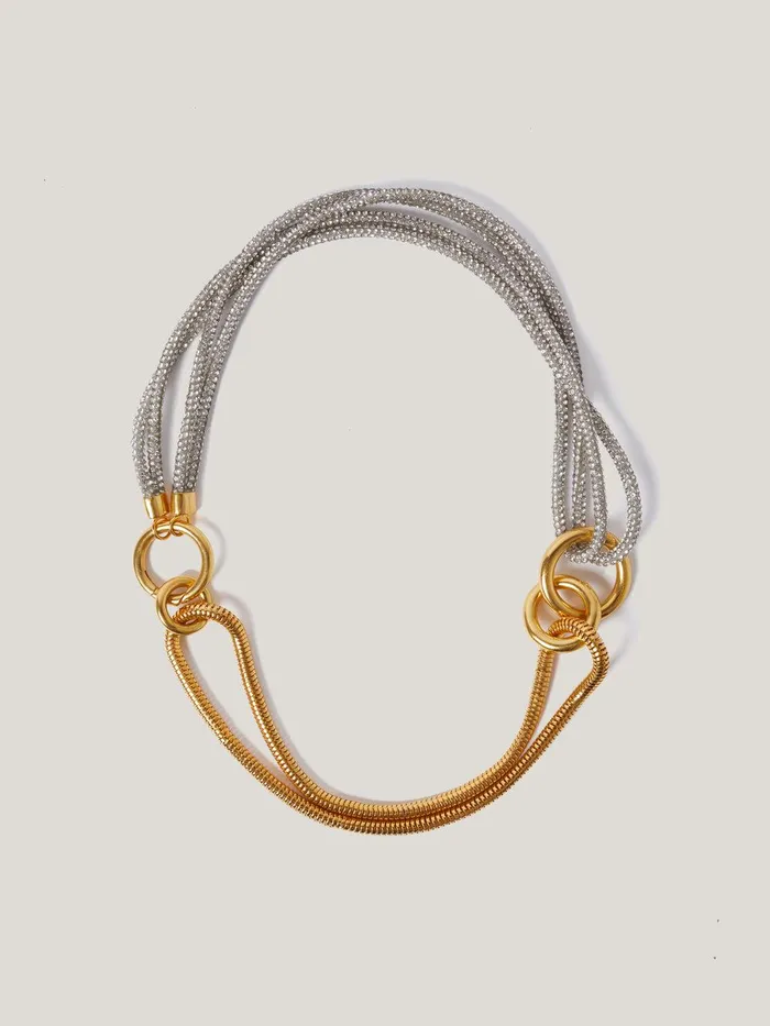 Women Sparkle Cord Necklace Silver Jigsaw Party