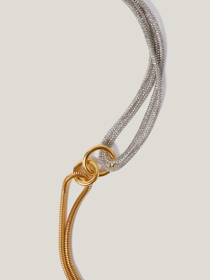 Women Sparkle Cord Necklace Silver Jigsaw Party