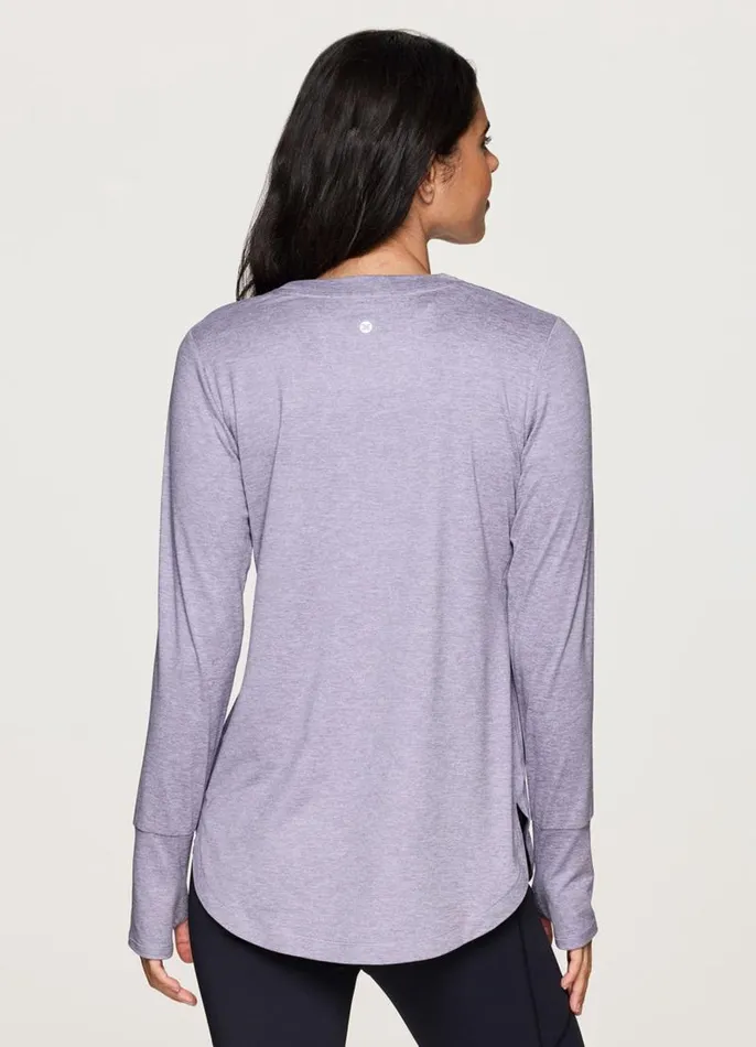 Women Studio Practice Long Sleeve Tunic Tee Light Purple RBX Active Long Sleeve