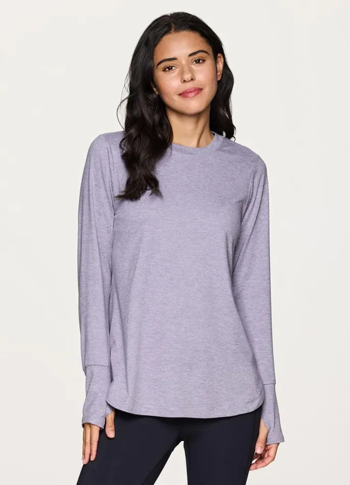 Women Studio Practice Long Sleeve Tunic Tee Light Purple RBX Active Long Sleeve