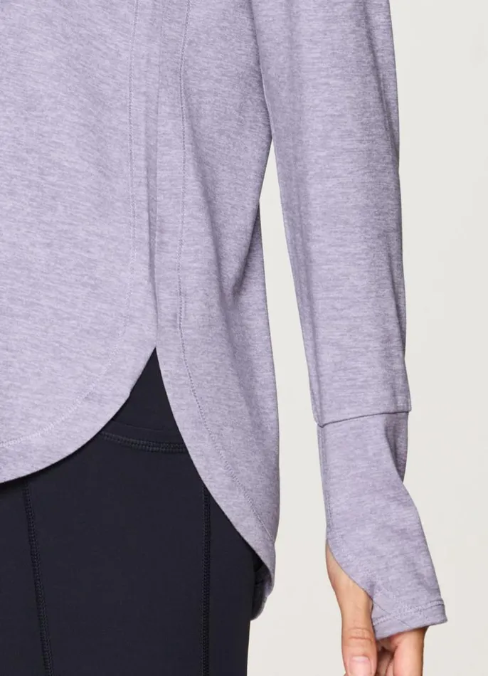 Women Studio Practice Long Sleeve Tunic Tee Light Purple RBX Active Long Sleeve