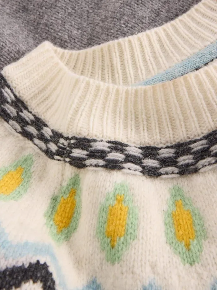 Women SUNSET FAIRISLE JUMPER Grey Multi White Stuff Knitwear Women SUNSET FAIRISLE JUMPER Grey Multi White Stuff Knitwear
