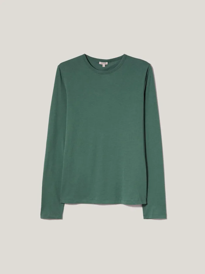 Women Supima Cotton Long Sleeve Tee Frozen Pine Jigsaw Shirts and Tops