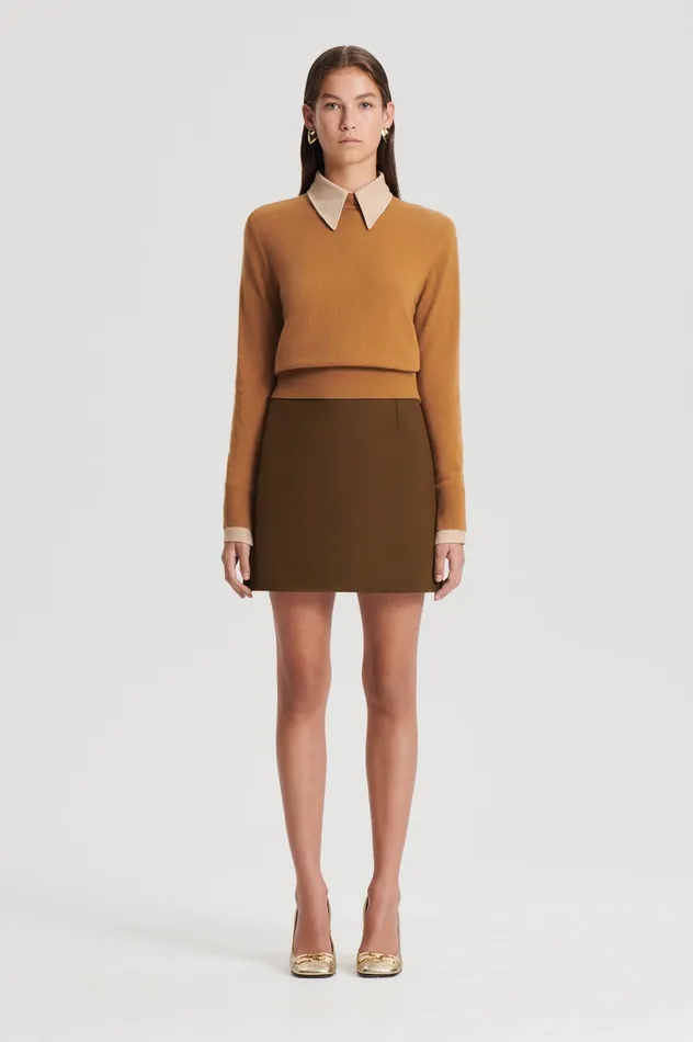 Women Sweaters Scanlan Theodore FINE WOOL SWEATER CAMEL
