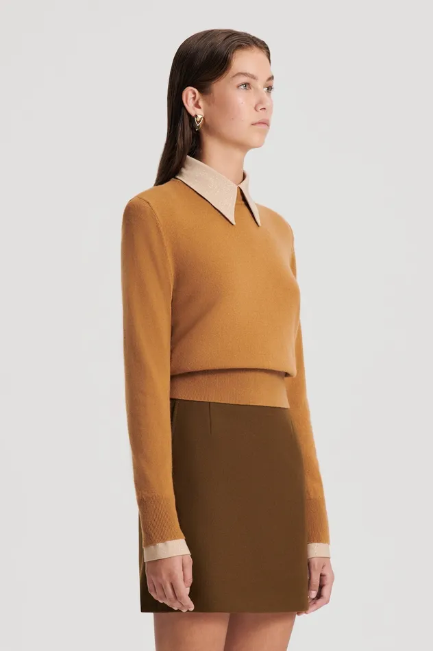 Women Sweaters Scanlan Theodore FINE WOOL SWEATER CAMEL