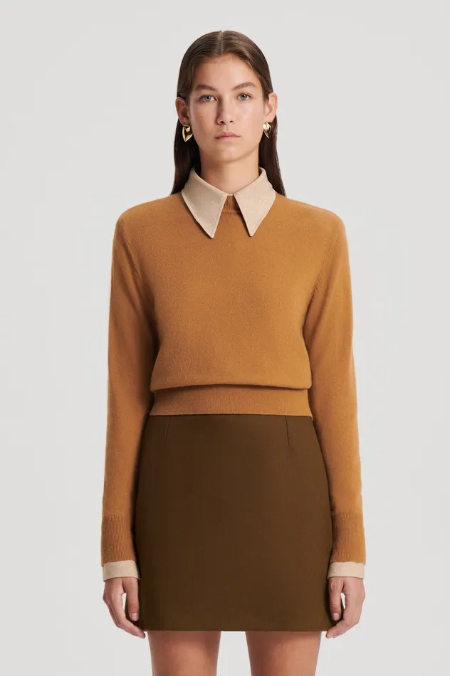 Women Sweaters Scanlan Theodore FINE WOOL SWEATER CAMEL