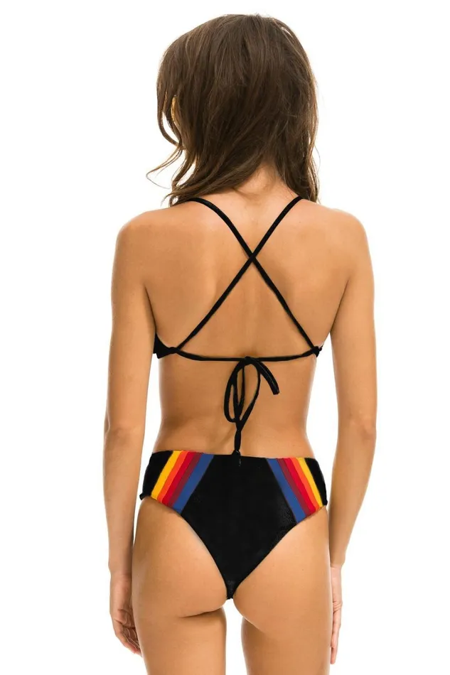 Women Swim Aviator Nation 5 STRIPE HIWAISTED BIKINI BOTTOMS 8211 BLACK Women Swim Aviator Nation 5 STRIPE HIWAISTED BIKINI BOTTOMS 8211 BLACK