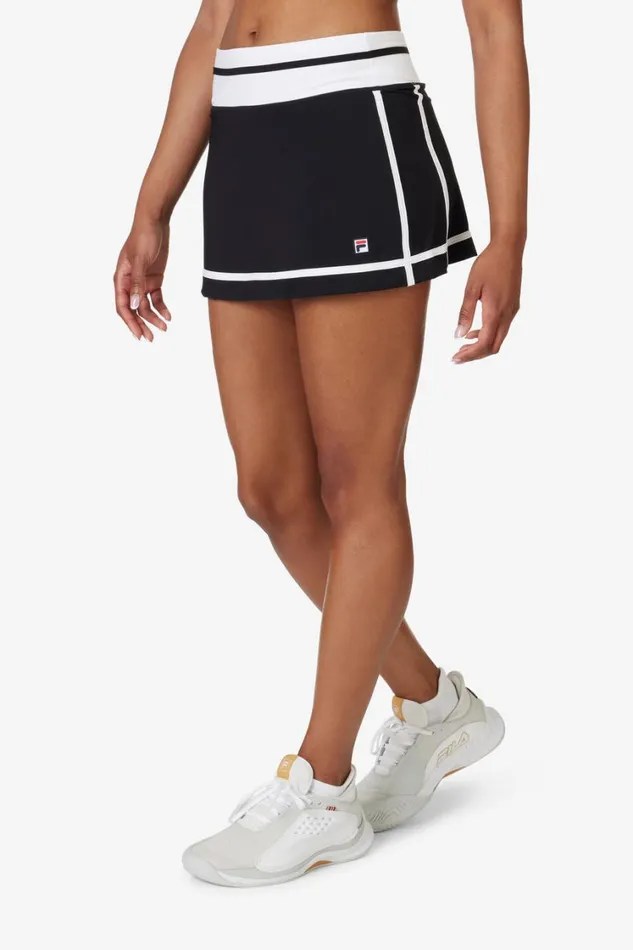Women Tennis Fila ESSENTIALS 135 INCH SKORT 001 Black White Women Tennis Fila ESSENTIALS 135 INCH SKORT 001 Black White