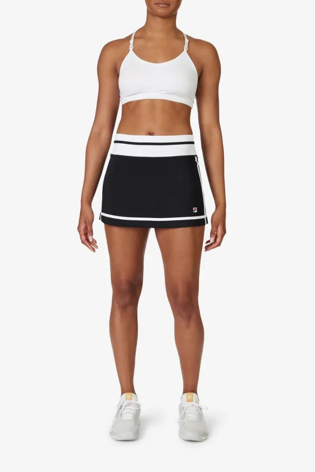 Women Tennis Fila ESSENTIALS 135 INCH SKORT 001 Black White Women Tennis Fila ESSENTIALS 135 INCH SKORT 001 Black White