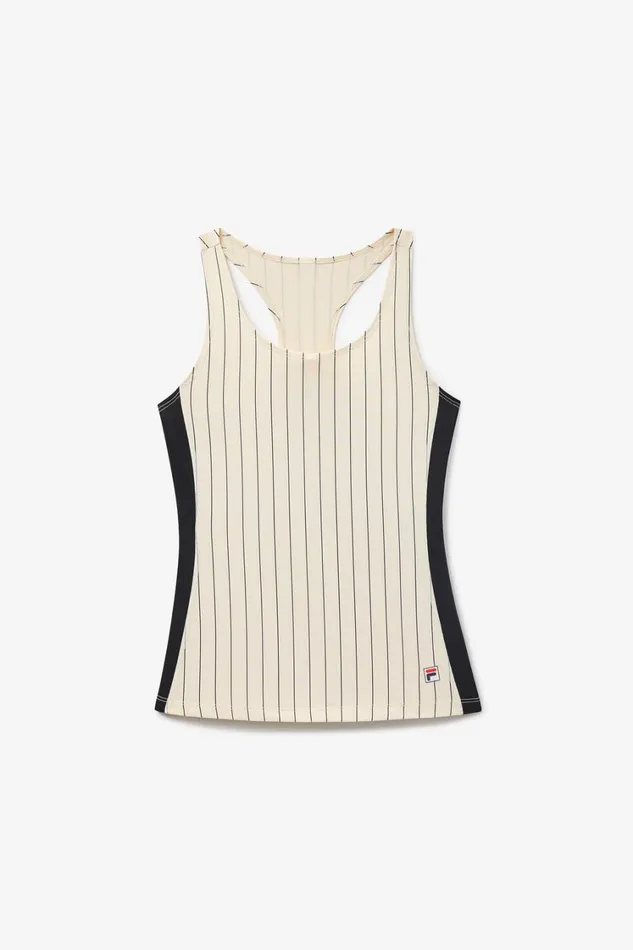 Women Tennis Fila Performance Iconic Racerback Tank 927 Angorablack Pinstripe