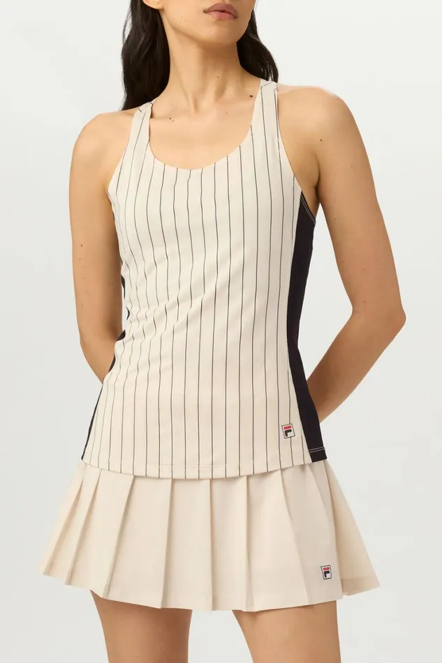 Women Tennis Fila Performance Iconic Racerback Tank 927 Angorablack Pinstripe