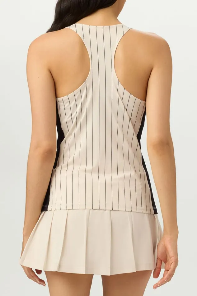 Women Tennis Fila Performance Iconic Racerback Tank 927 Angorablack Pinstripe