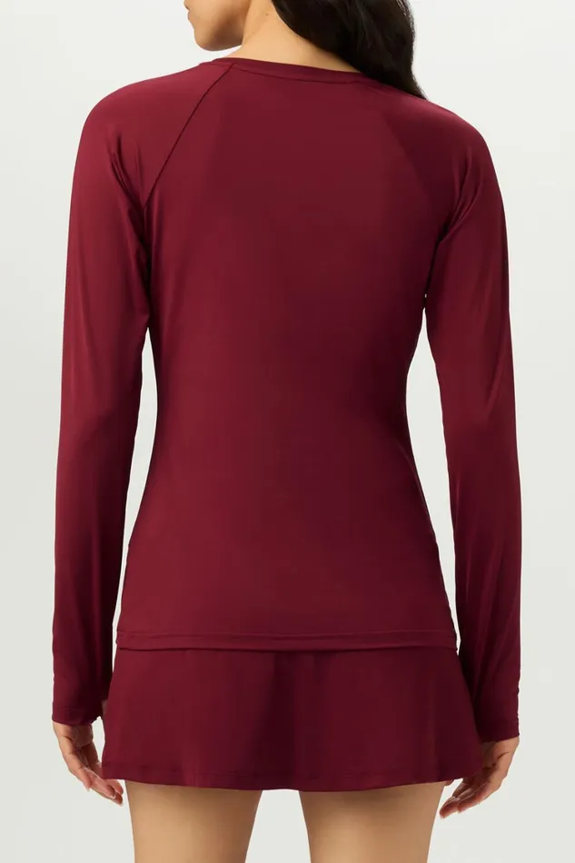 Women Tennis Fila Tennis Essentials Long Sleeve UV Blocker 600 Cabernet Women Tennis Fila Tennis Essentials Long Sleeve UV Blocker 600 Cabernet
