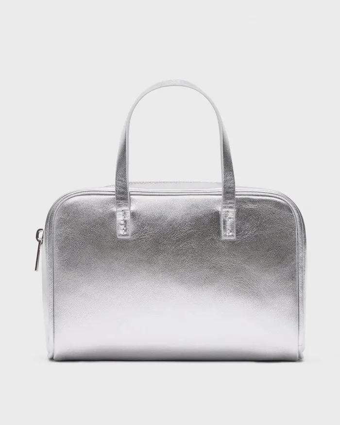 Women Theory Bags Mini Pillow Bag In Metallic Leather Silver