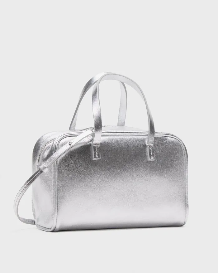 Women Theory Bags Mini Pillow Bag In Metallic Leather Silver