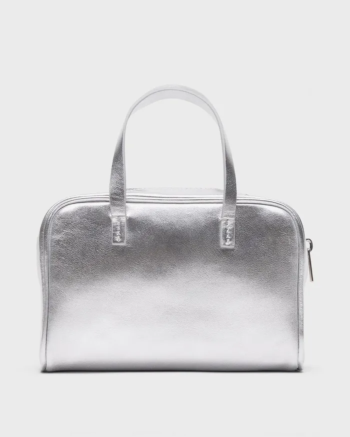 Women Theory Bags Mini Pillow Bag In Metallic Leather Silver