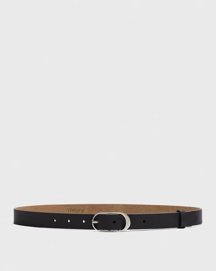 Women Theory Belts Classic Oblong Belt In Leather Black