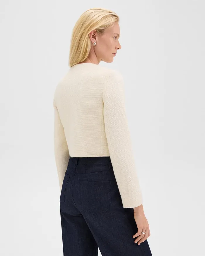 Women Theory Blazers Jackets Cardigan Jacket In Tweed Ivory
