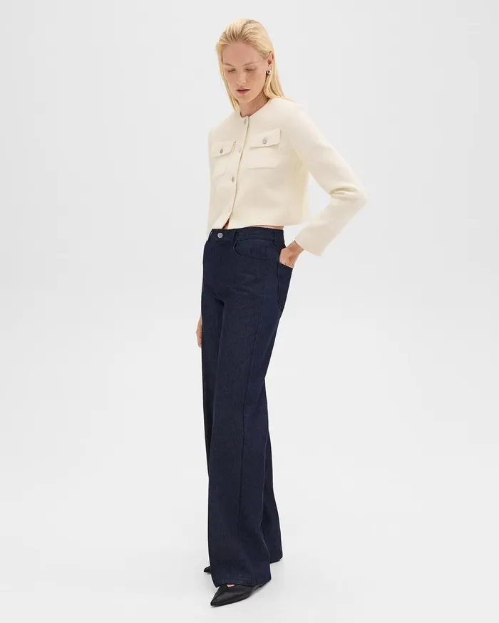 Women Theory Blazers Jackets Cardigan Jacket In Tweed Ivory
