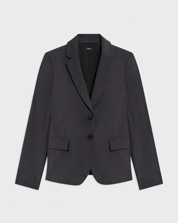 Women Theory Blazers Jackets Carissa Blazer In Good Wool Charcoal Melange