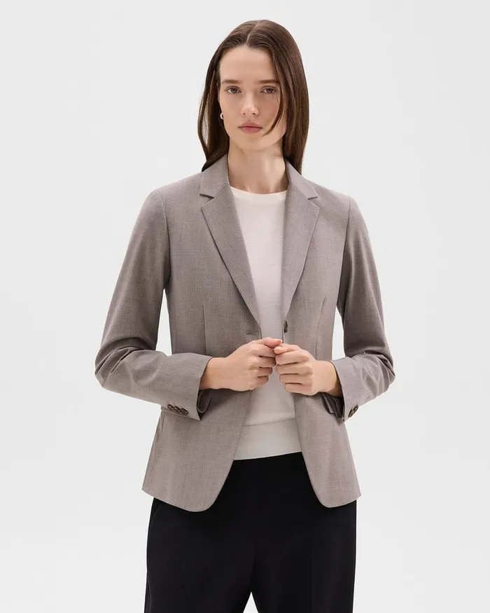 Women Theory Blazers Jackets Carissa Blazer In Good Wool Cinder Melange