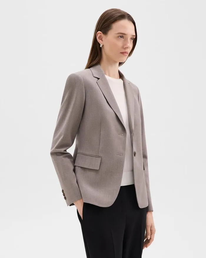 Women Theory Blazers Jackets Carissa Blazer In Good Wool Cinder Melange