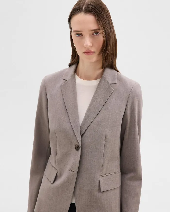 Women Theory Blazers Jackets Carissa Blazer In Good Wool Cinder Melange
