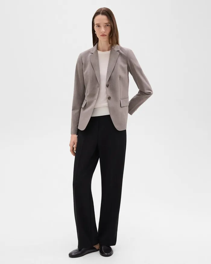 Women Theory Blazers Jackets Carissa Blazer In Good Wool Cinder Melange