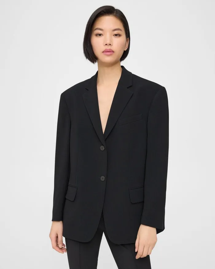 Women Theory Blazers Jackets Oversized Blazer In Admiral Crepe Black