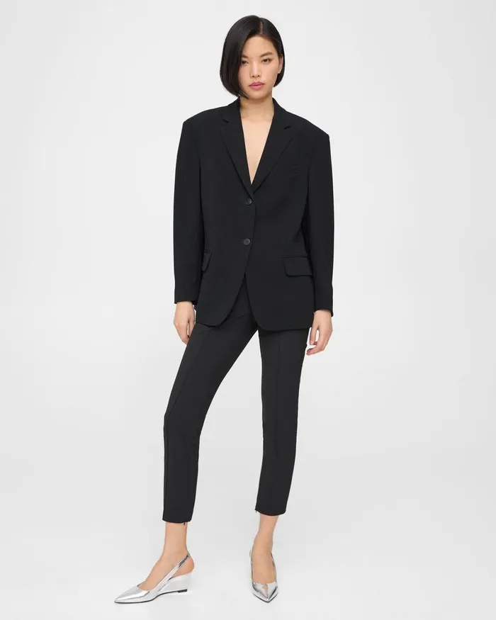 Women Theory Blazers Jackets Oversized Blazer In Admiral Crepe Black