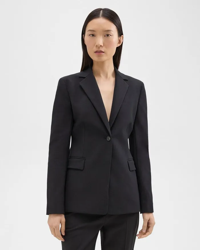 Women Theory Blazers Jackets Sculpted Blazer In Stretch CottonBlend Black