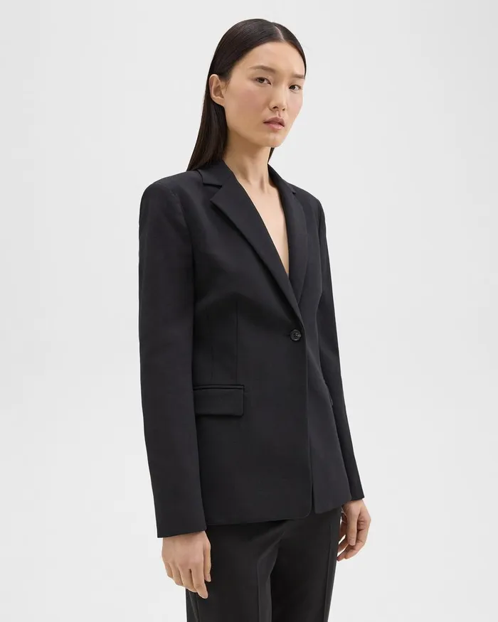 Women Theory Blazers Jackets Sculpted Blazer In Stretch CottonBlend Black